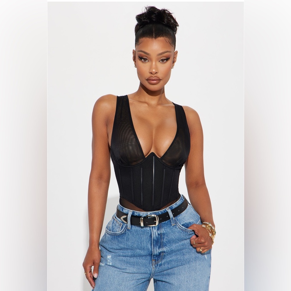 Sheer Mesh Corset Bodysuit NWT